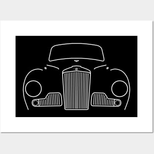 Sunbeam Supreme MkIII 1950s British classic car white outline graphic Posters and Art